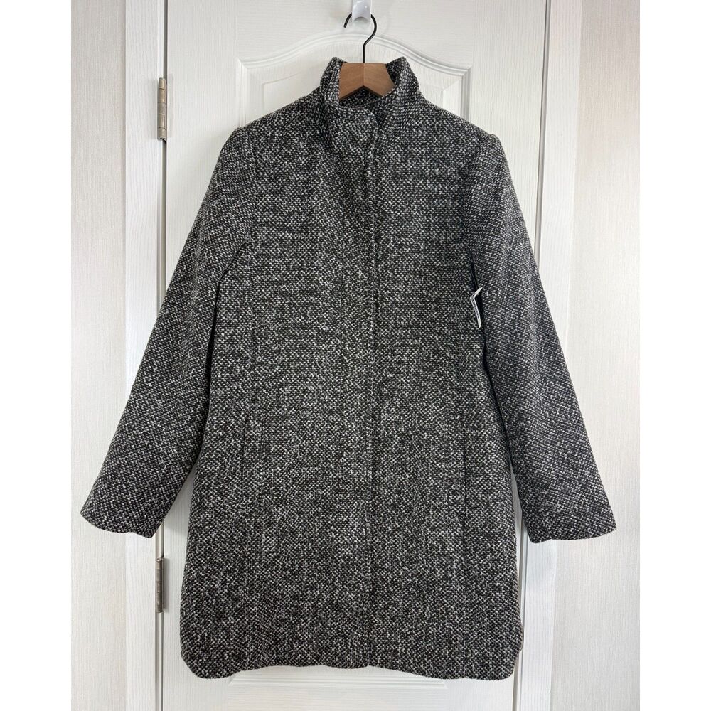 Old Navy Soft-Brushed Textured Funnel-Neck Coat Black Marl Women's M NWT